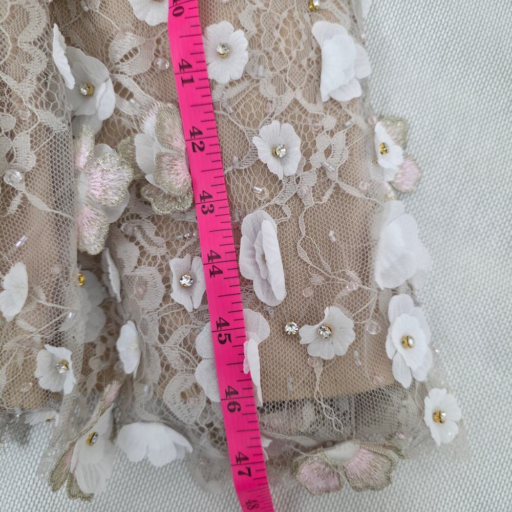 Mac Duggal Nude Ivory Floral Applique Sleeveless Midi Dress Size 0 NWT+I - Picture 10 of 12